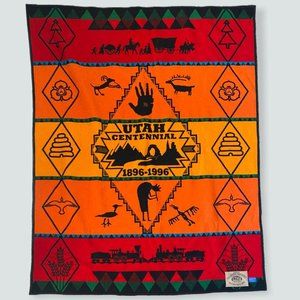 UTAH CENTENNIAL 1896-1996 COMMEMORATIVE WOOL PENDLETON BLANKET 76x64